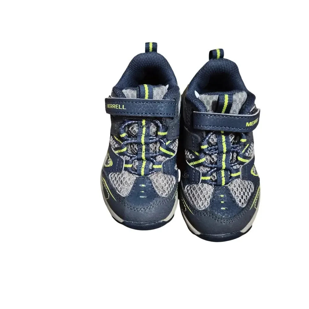 Merrell Trail Chaser Jr. Shoe Hook and Loop Closure Navy Lime Green Toddler 6.5